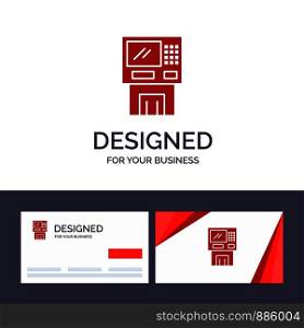 Creative Business Card and Logo template Atm, Bank, Cash, Cashpoint, Dispenser, Finance, Machine, Money Vector Illustration