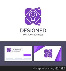 Creative Business Card and Logo template Atom, Education, Nuclear, Bulb Vector Illustration