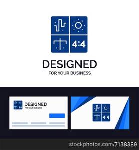 Creative Business Card and Logo template Audio, Design, Development, Engineering, Process Vector Illustration