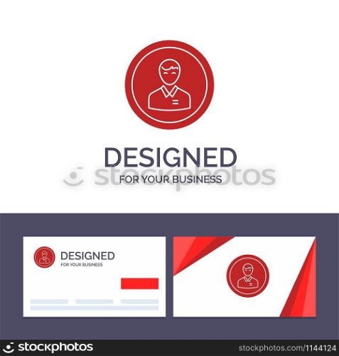 Creative Business Card and Logo template Avatar, Business, Human, Man, Person, Profile, User Vector Illustration