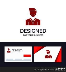 Creative Business Card and Logo template Avatar, Client, Face, Happy, Man, Person, User Vector Illustration