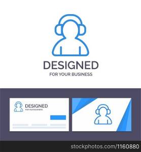 Creative Business Card and Logo template Avatar, Support, Man, Headphone Vector Illustration