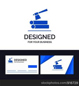 Creative Business Card and Logo template Ax, Log, Timber, Wood Vector Illustration