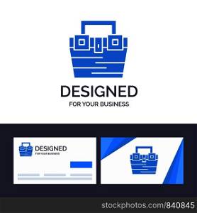 Creative Business Card and Logo template Bag, Box, Construction, Material, Toolkit Vector Illustration