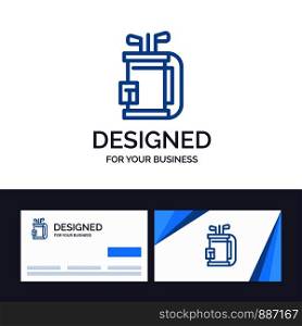 Creative Business Card and Logo template Bag, Club, Equipment, Golf, Stick Vector Illustration