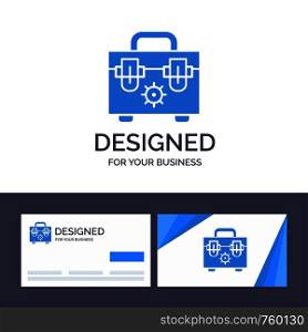 Creative Business Card and Logo template Bag, Construction, Tools Vector Illustration