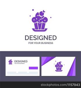 Creative Business Card and Logo template Bakery, Cake, Cup, Dessert Vector Illustration