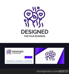 Creative Business Card and Logo template Balloon, Love, Heart, Wedding Vector Illustration