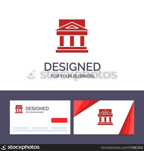 Creative Business Card and Logo template Bank, Architecture, Building, Court, Estate, Government, House, Property Vector Illustration