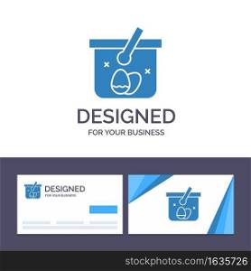 Creative Business Card and Logo template Basket, Cart, Egg, Easter Vector Illustration