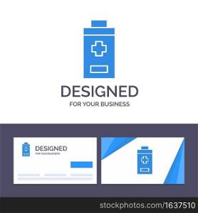 Creative Business Card and Logo template Battery, Minus, Plus Vector Illustration