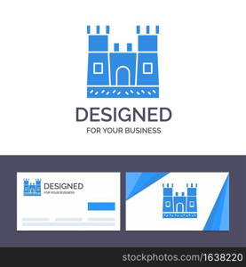 Creative Business Card and Logo template Beach, Castle, Sand Castle Vector Illustration