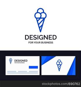 Creative Business Card and Logo template Beach, Ice Cream, Cone Vector Illustration