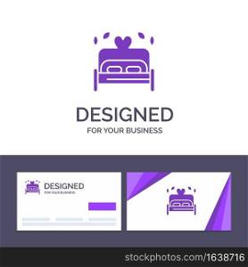 Creative Business Card and Logo template Bed, Love, Heart, Wedding Vector Illustration