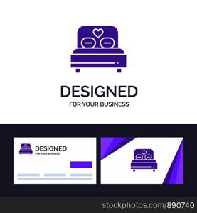 Creative Business Card and Logo template Bed, Love, Heart, Wedding Vector Illustration