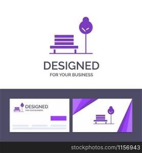 Creative Business Card and Logo template Bench, Chair, Park, Hotel Vector Illustration