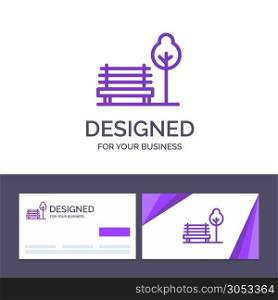 Creative Business Card and Logo template Bench, Chair, Park, Hotel Vector Illustration