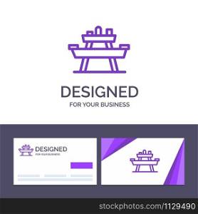 Creative Business Card and Logo template Bench, Food, Park, Seat, Picnic Vector Illustration