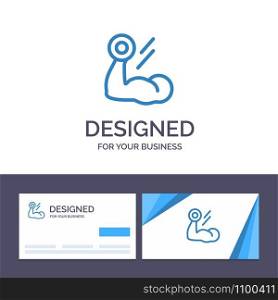Creative Business Card and Logo template Biceps, Bodybuilding, Growth, Muscle, Workout Vector Illustration