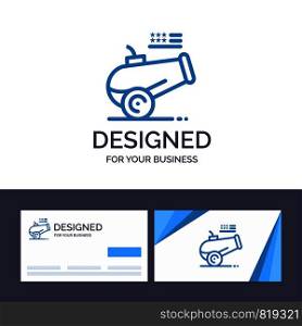 Creative Business Card and Logo template Big Gun, Cannon, Howitzer, Mortar Vector Illustration