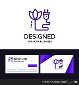 Creative Business Card and Logo template Biomass, Energy, Cable, Plug Vector Illustration