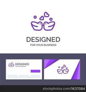 Creative Business Card and Logo template Birds, Lovebirds, Couple, Ducks Vector Illustration