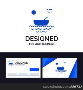 Creative Business Card and Logo template Boat, Canoes, Kayak, River, Transport Vector Illustration