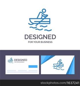 Creative Business Card and Logo template Boat, Rowing, Training, Water Vector Illustration
