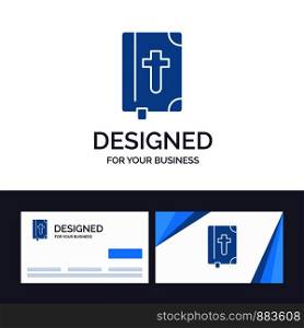Creative Business Card and Logo template Book, Bible, Easter, Holiday Vector Illustration