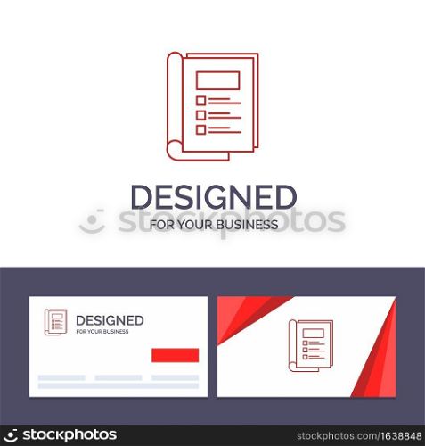 Creative Business Card and Logo template Book, Bundle, Layout, Report Vector Illustration