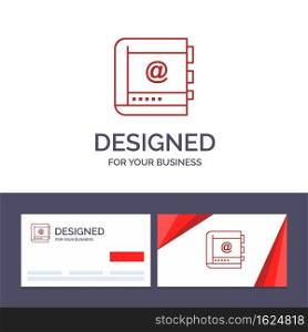 Creative Business Card and Logo template Book, Business, Contact, Contacts, Internet, Phone, Telephone Vector Illustration