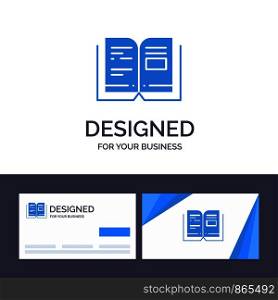 Creative Business Card and Logo template Book, Education, Knowledge, Text Vector Illustration