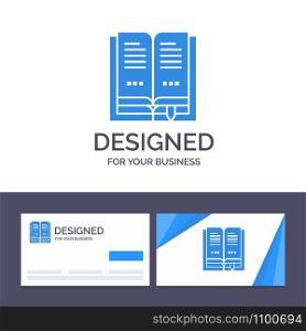 Creative Business Card and Logo template Book, Education, Open Vector Illustration