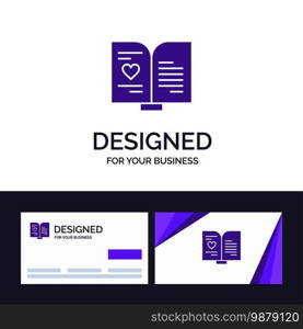 Creative Business Card and Logo template Book, Love, Heart, Wedding Vector Illustration