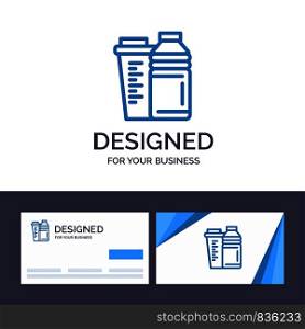 Creative Business Card and Logo template Bottle, Drink, Energy, Shaker, Sport Vector Illustration