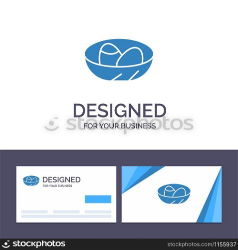 Creative Business Card and Logo template Bowl, Celebration, Easter, Egg, Nest Vector Illustration
