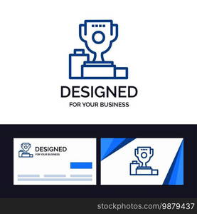 Creative Business Card and Logo template Bowl, Ceremony, Ch&ion, Cup, Goblet Vector Illustration