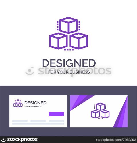 Creative Business Card and Logo template Box, Delivery, Computing, Shipping Vector Illustration