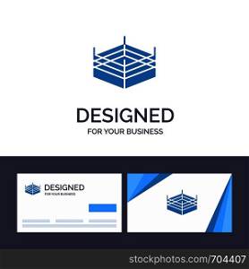 Creative Business Card and Logo template Boxing, Ring, Wrestling Vector Illustration