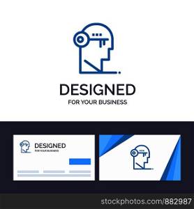 Creative Business Card and Logo template Brain, Key, Lock, Mind, Unlock Vector Illustration