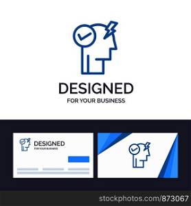 Creative Business Card and Logo template Brain, Mind, Power, Power Mode, Activate Vector Illustration