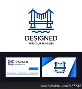 Creative Business Card and Logo template Bridge, Building, City, Cityscape Vector Illustration
