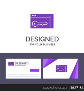 Creative Business Card and Logo template Browser, Security, Key, Room Vector Illustration