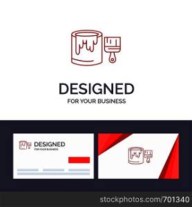 Creative Business Card and Logo template Brush, Bucket, Paint, Painting Vector Illustration