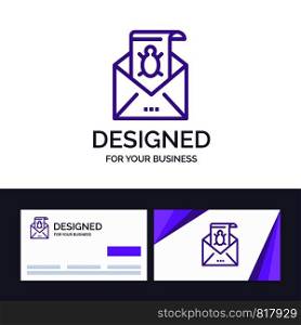 Creative Business Card and Logo template Bug, Emails, Email, Malware, Spam, Threat, Virus Vector Illustration