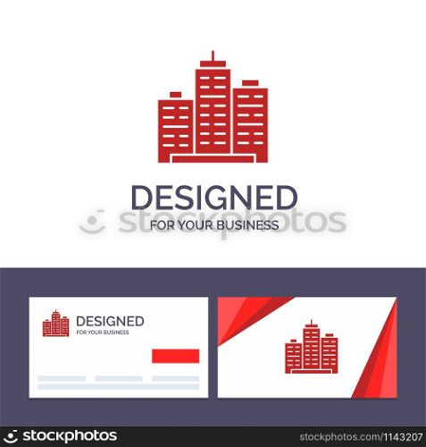 Creative Business Card and Logo template Building, Architecture, Business, Estate, Office, Property, Real Vector Illustration