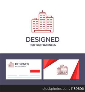 Creative Business Card and Logo template Building, Architecture, Business, Estate, Office, Property, Real Vector Illustration
