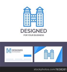 Creative Business Card and Logo template Building, City, Construction Vector Illustration