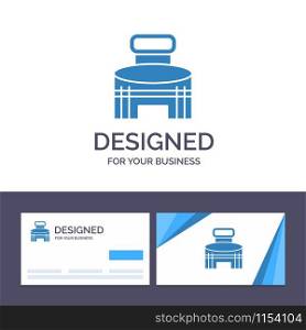 Creative Business Card and Logo template Building, Exterior, Game, Sport, Stadium Vector Illustration