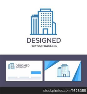 Creative Business Card and Logo template Building, Office, American Vector Illustration